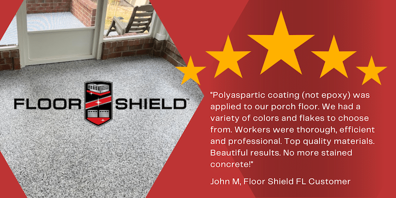 product review by floor shield customer on their patio concrete floor