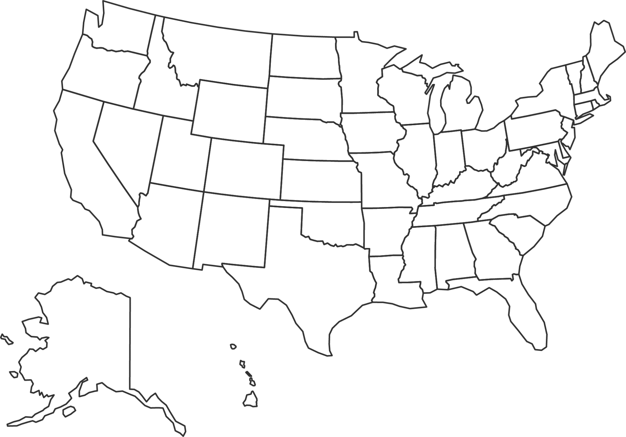 US states map